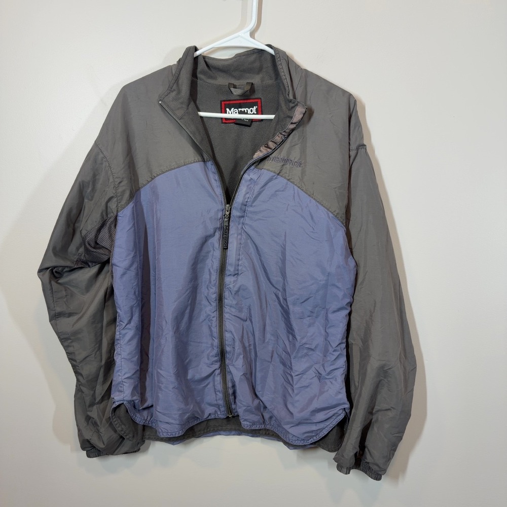 Marmot Women's L Colorblock Windbreaker Fleece Lined Jacket Gray Blue